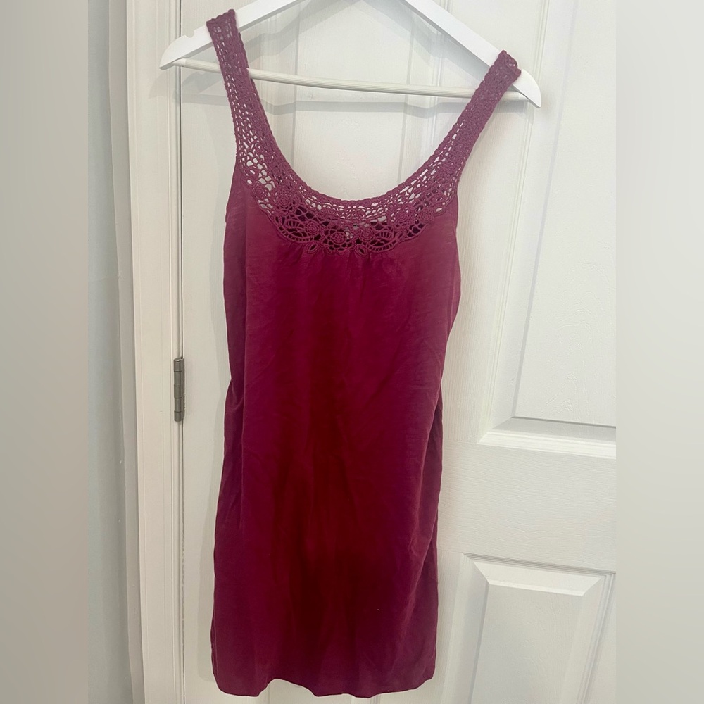 Burgundy Lace Trim Women's casual Dress by American Eagle outfitters